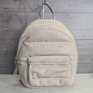 Kate Spade Ella Ksnyl Puffy  Warm Beige Padded Nylon Backpack